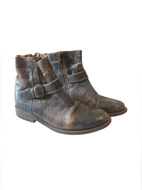 Bed Stu Distressed Black-brown Ankle Boots